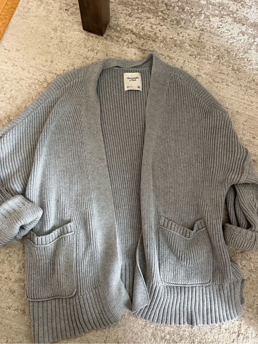 Abercrombie & Fitch Grey Ribbed Open-Front Women's Cardigan